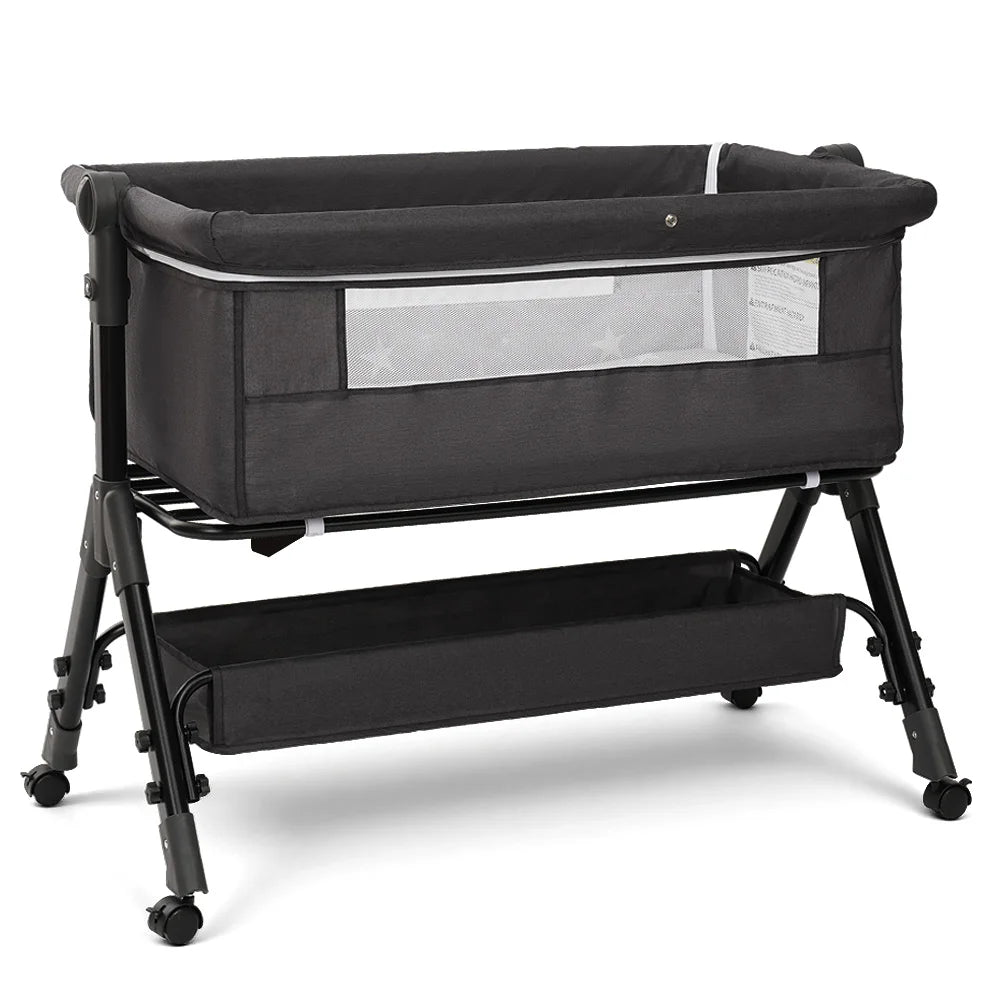 Portable Baby Bassinet Foldable Height Splicing Baby Cradle Bed 3 in 1 Baby Bassinet Bedside Sleeper for 0-18 MonthsInfant