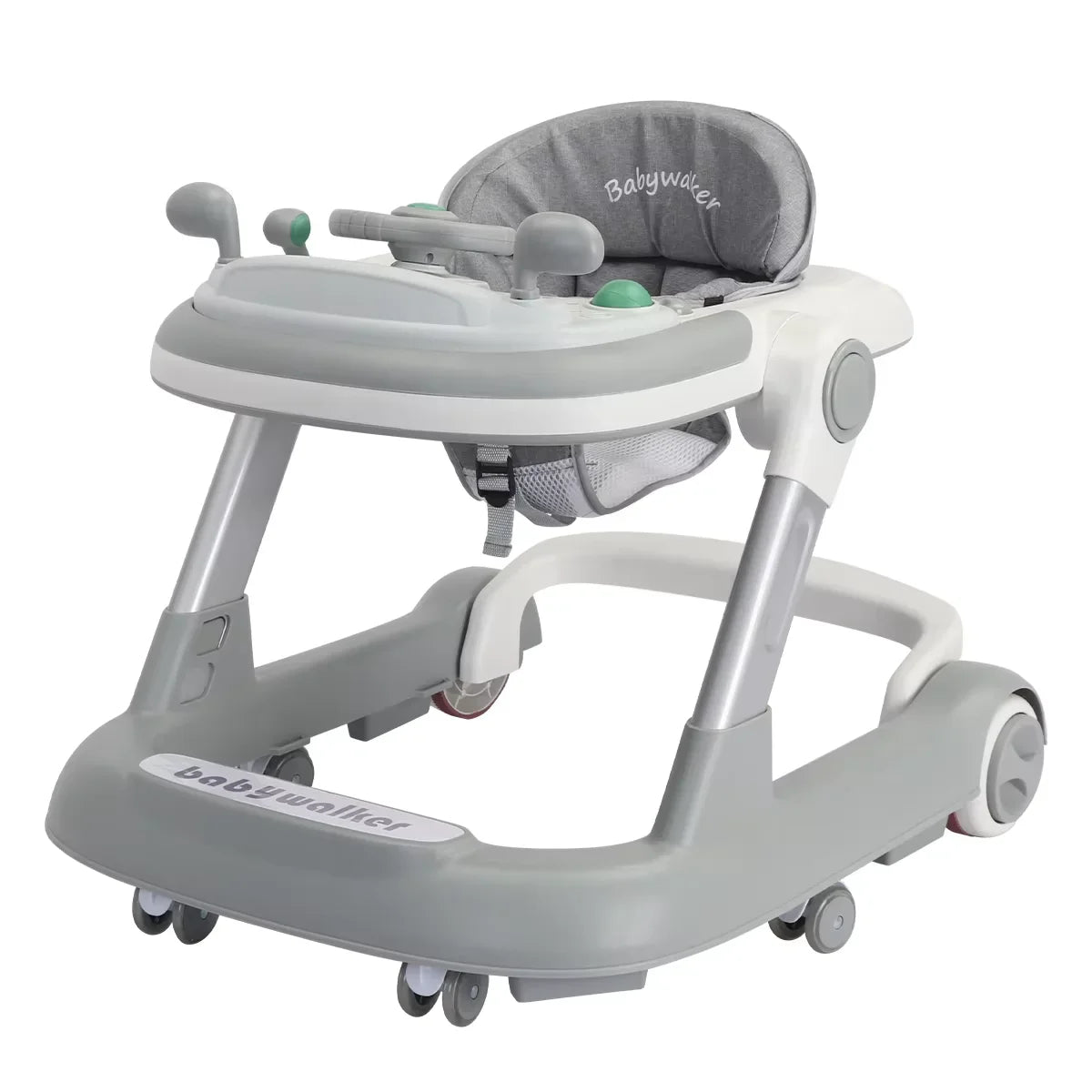 2 in 1 Baby Walker, Toddler Baby Push Walker with Removable Feeding Tray and Music Tray(Without Battery), Activity Walker