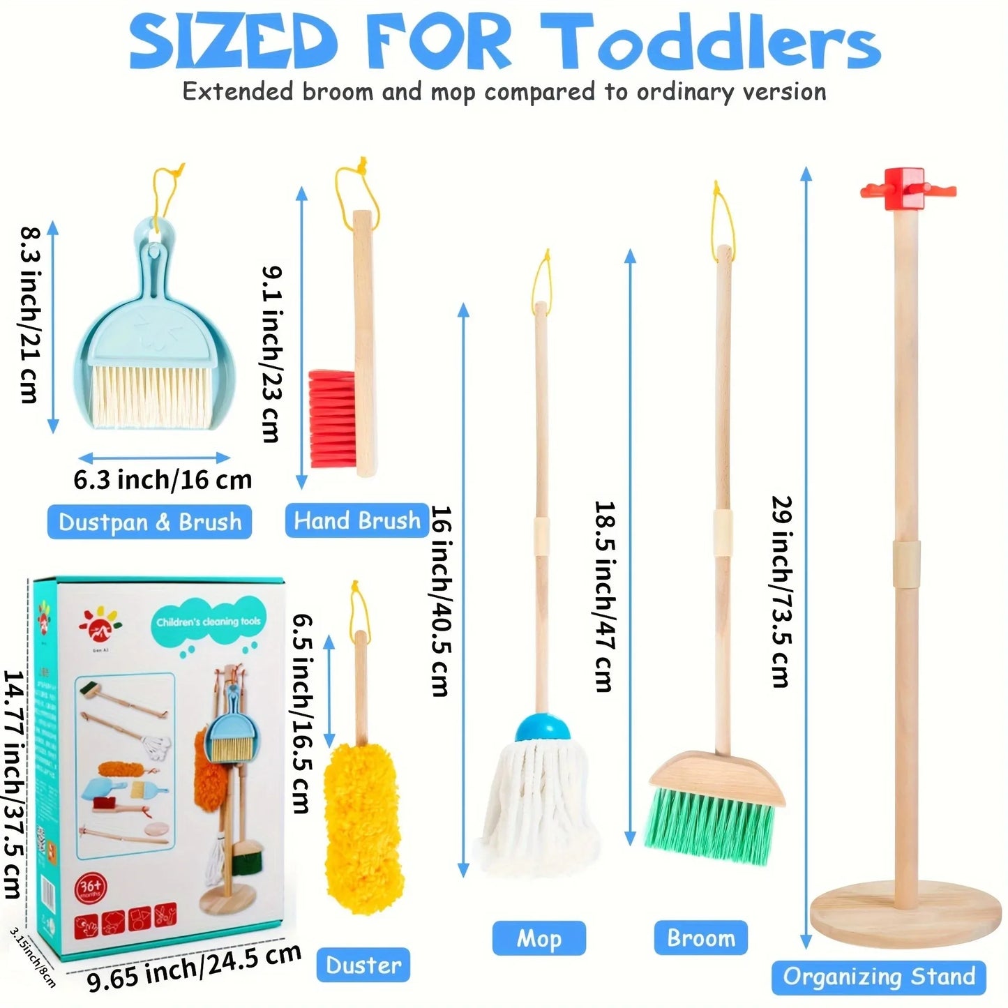 Wooden Kids Cleaning Set Toy For Toddlers 8 Pcs Montessori Cleaning Toys With Kids Broom Mop Set Pretend Housework Play Toy Gift