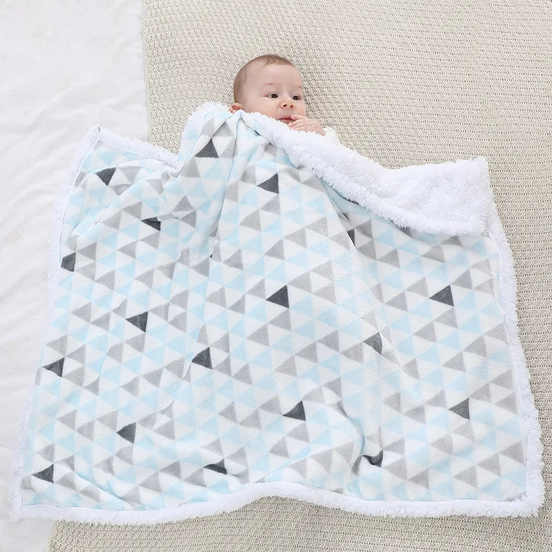 Newborn Warm Fleece Baby Blanket - Soft Washable Thick Thermal Swaddle Wrap for Infant Stroller & Bedding