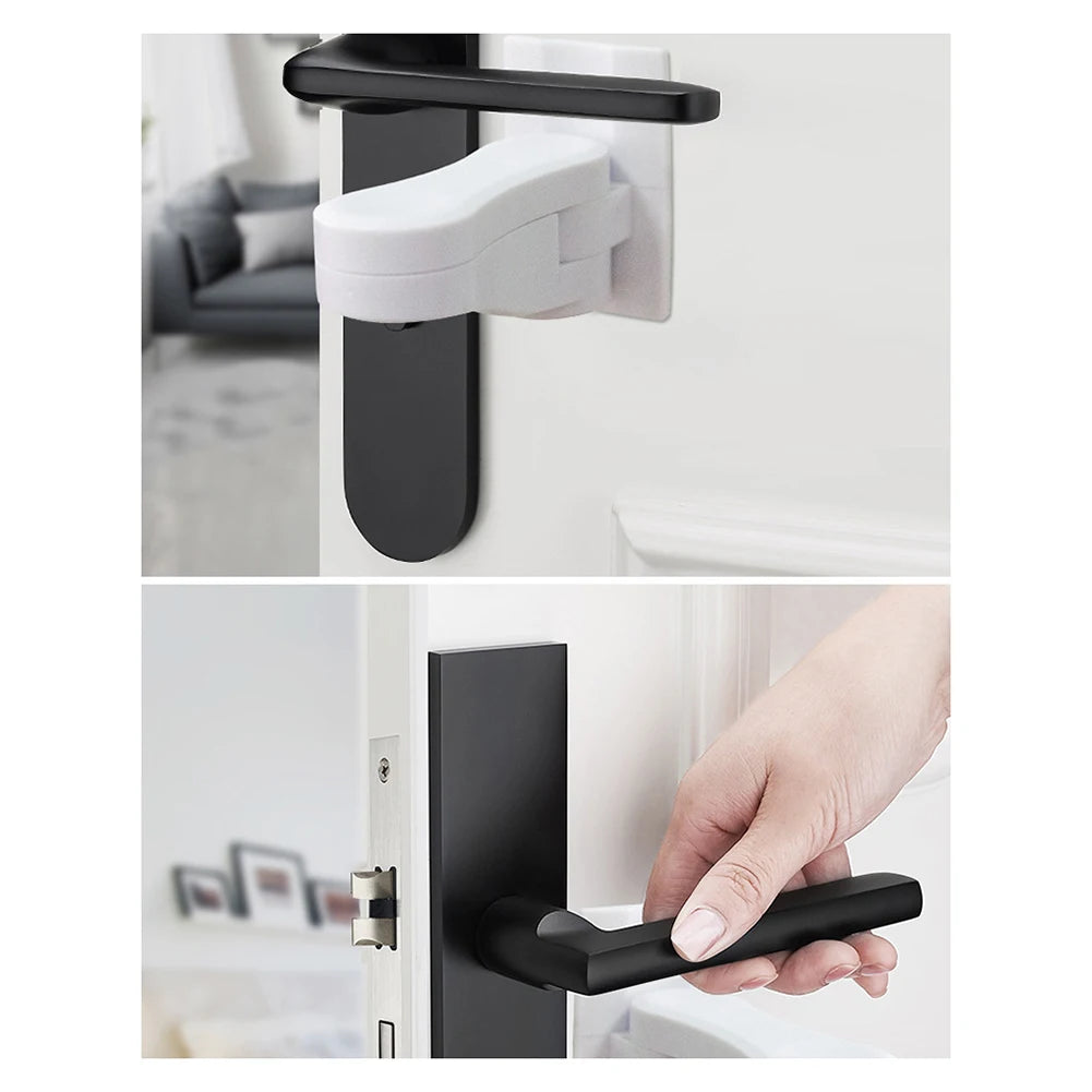 Child Safe Door Lever Lock Universal Window Door Handle Lock 180 Degree Rotating Self Adhesive for Window Door Cabinet