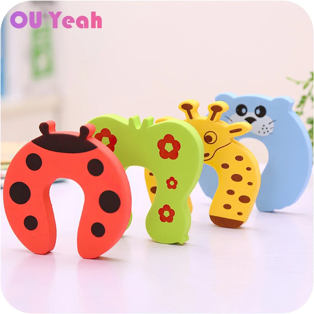 10Pcs Baby Safety For Newborn Furniture Protection Card Door Stopper Security Cute Animal Care Child Lock Finger Protector