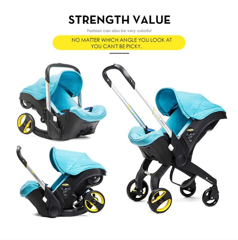2-in-1 Baby Stroller Lightweight Foldable Carriage Newborn Travel System with Car Safety Seat Safe and Stable Buggy New Pram