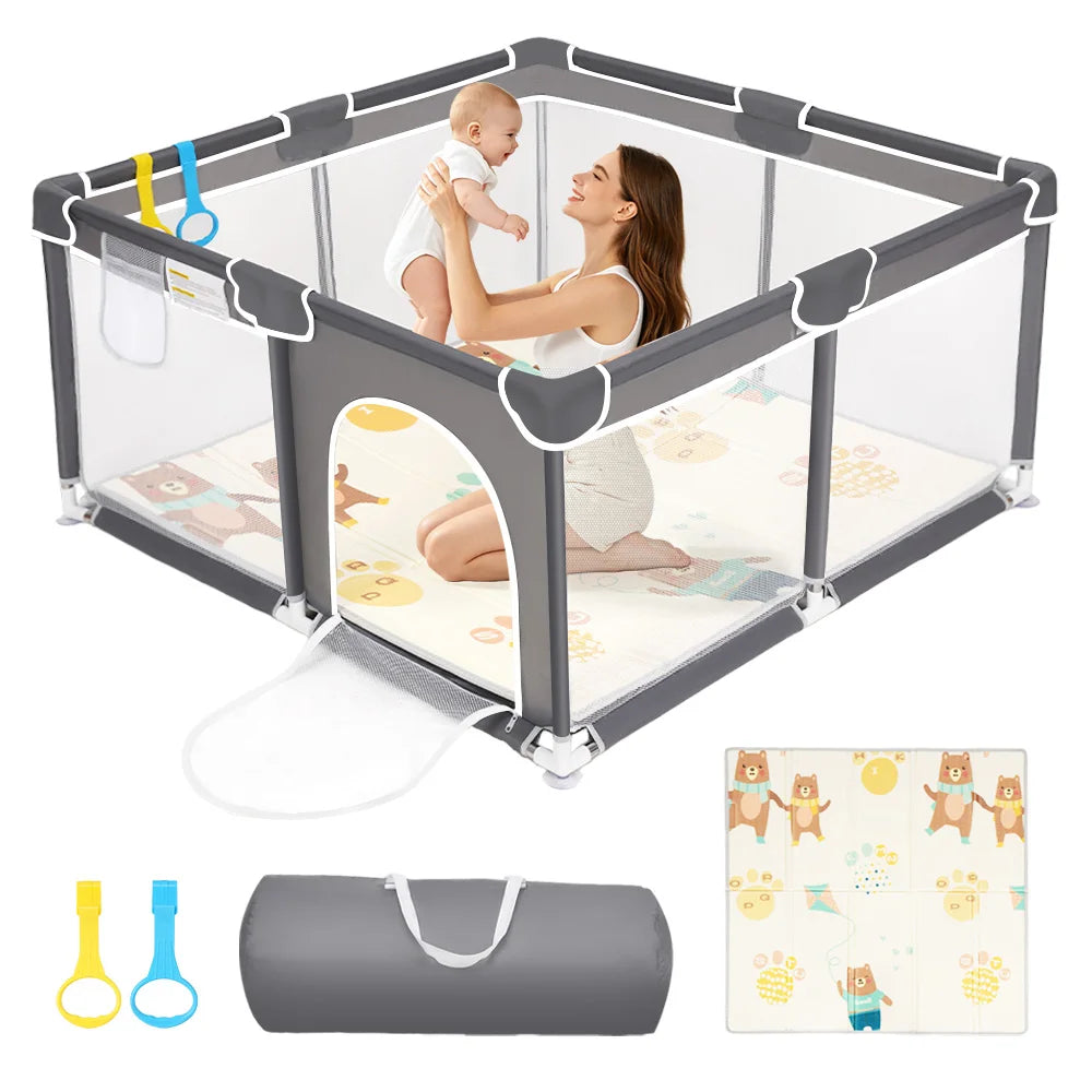 Baby Playpen Baby Safety Fence 360° Portable Baby Playpen for Children Play Area Baby Playground For 0-6 Years Indoor Outdoor