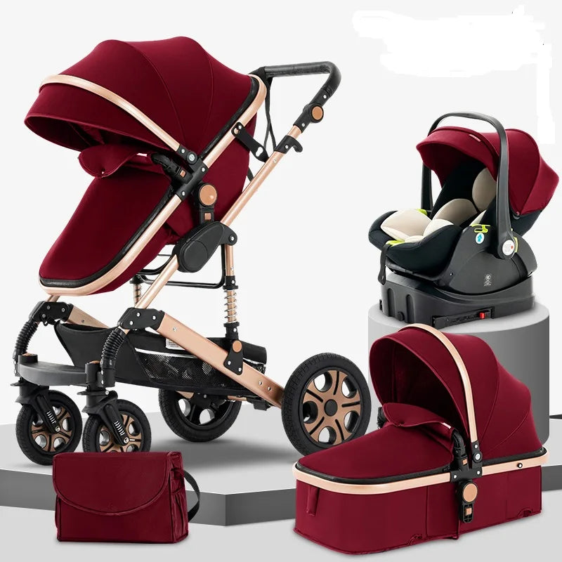 3 in 1 Baby Stroller Up to 55lbs,Baby Travel System Combo Car Seat,Baby Carriage 3in1 with Isofix Base,Foldable Newborn Pram,Reversible Standard Stroller