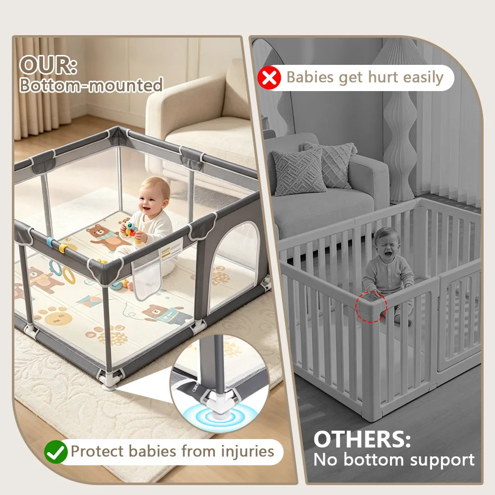 Baby Playpen Baby Safety Fence 360° Portable Baby Playpen for Children Play Area Baby Playground For 0-6 Years Indoor Outdoor