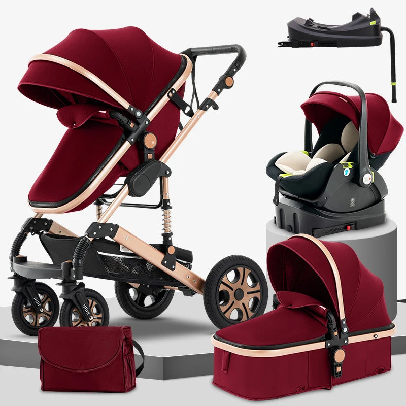 3 in 1 Baby Stroller Up to 55lbs,Baby Travel System Combo Car Seat,Baby Carriage 3in1 with Isofix Base,Foldable Newborn Pram,Reversible Standard Stroller