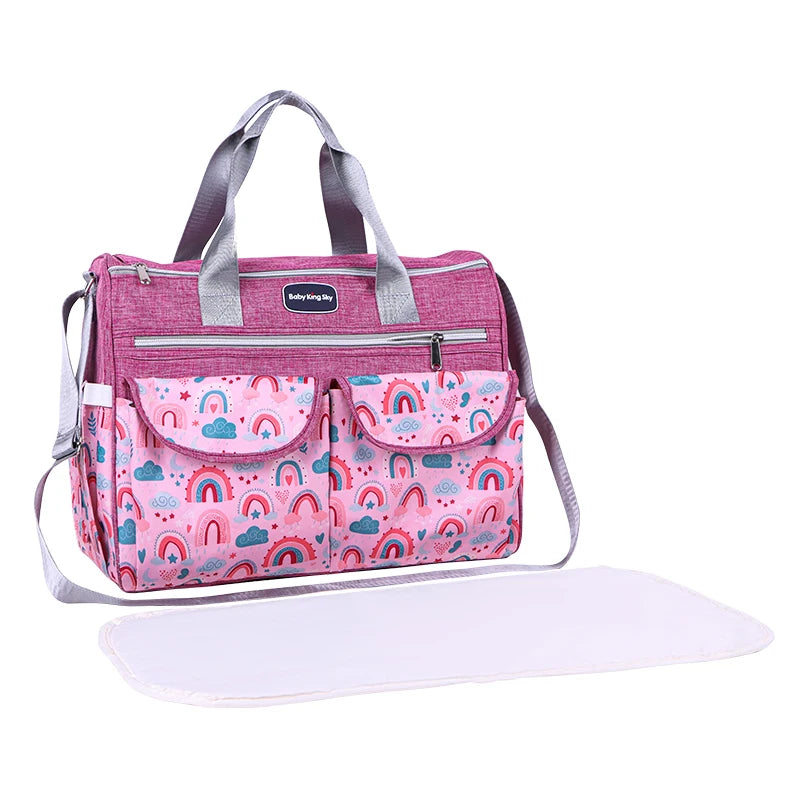 New Fashionable Cloud-Printed Single-Shoulder Mommy Bag; Multi-Functional Large-Capacity Cross-Body Mother-And-Baby Bag; Portable Maternity Tote Diaper Bag for Outings