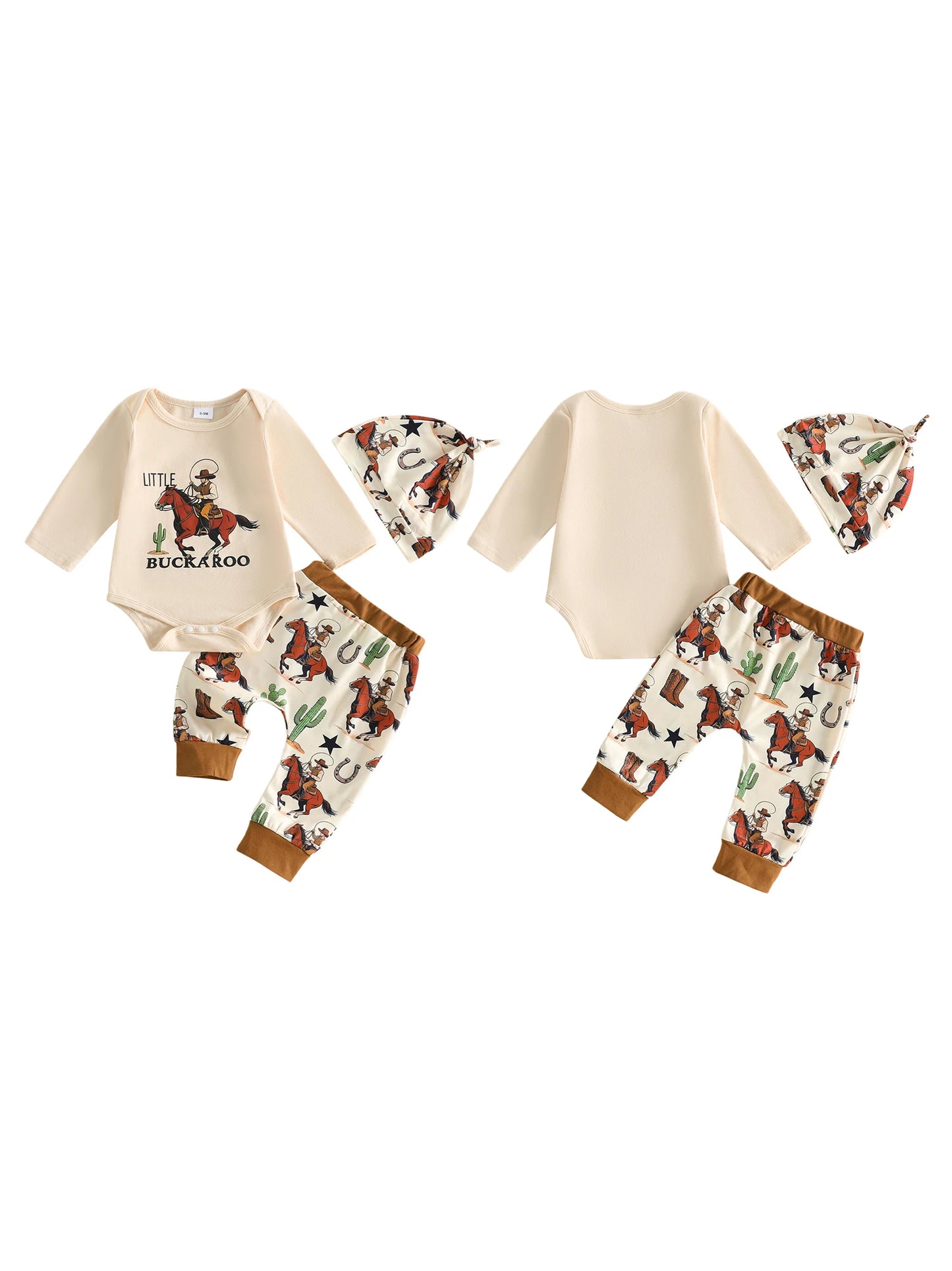 Toddler Boys 3-Piece Outfit Set Dinosaur Print Long Sleeve Shirt with Pants and Hat Baby Boy Clothing Set for Fall