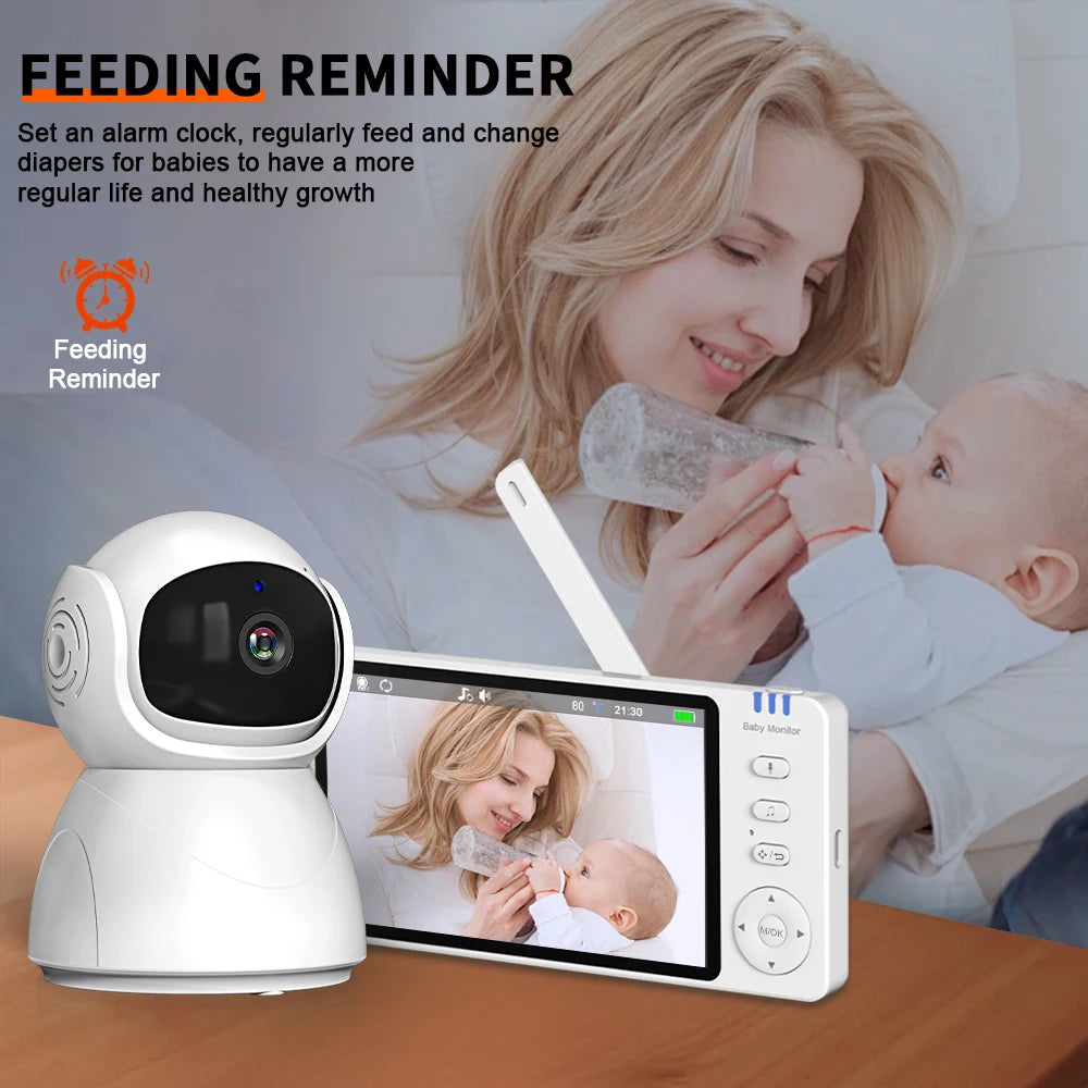 5.0 Inch Electronic Baby Monitor With Pan-Tilt-Zoom Camera Battery IPS Screen Wireless Babysitter Video Audio Lullaby Baby Nanny