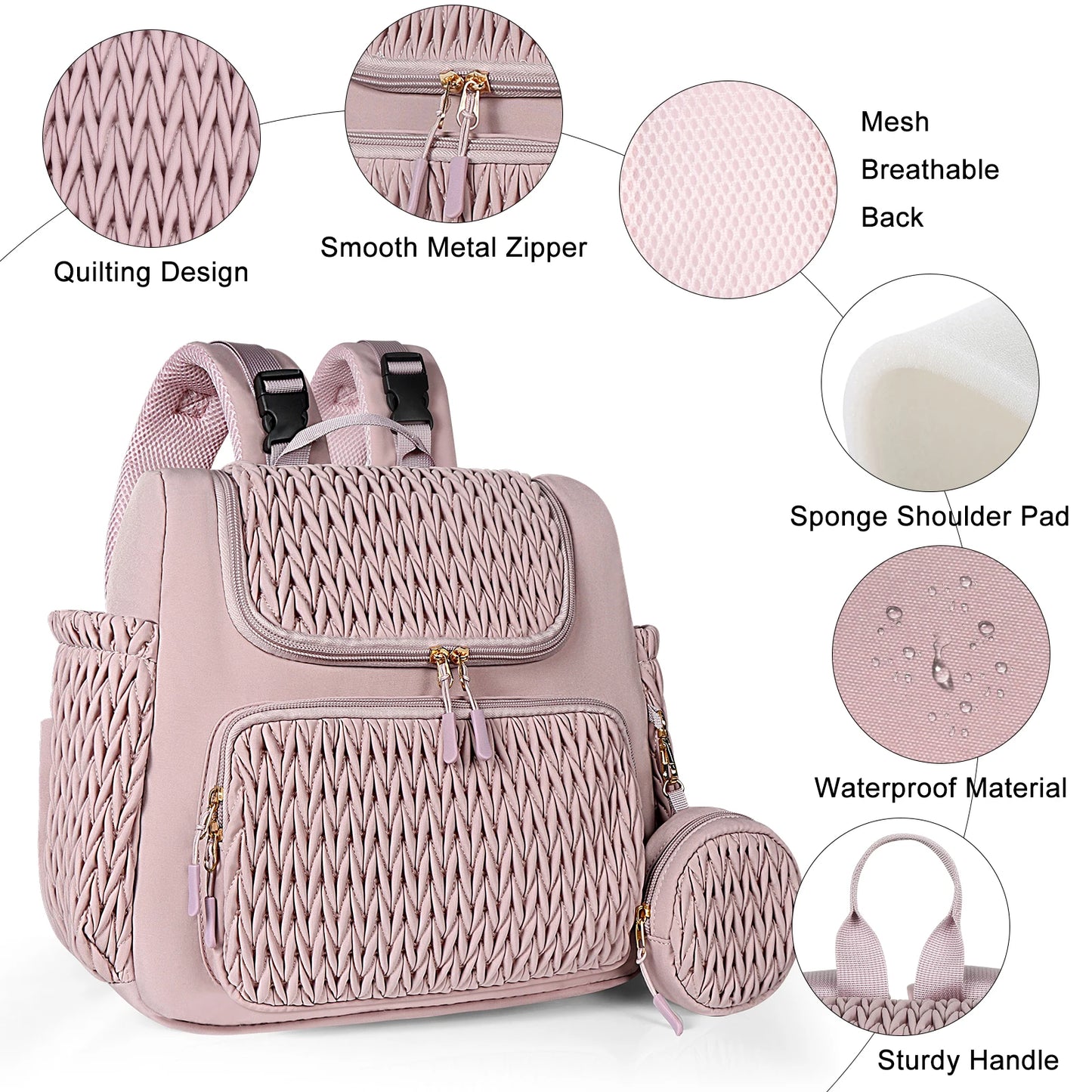 Pink Insulated Youngsters Diaper Backpack with Tassel Detail - Insulated Diaper Backpack - Lightweight, Large Capacity, 3-4 Hour