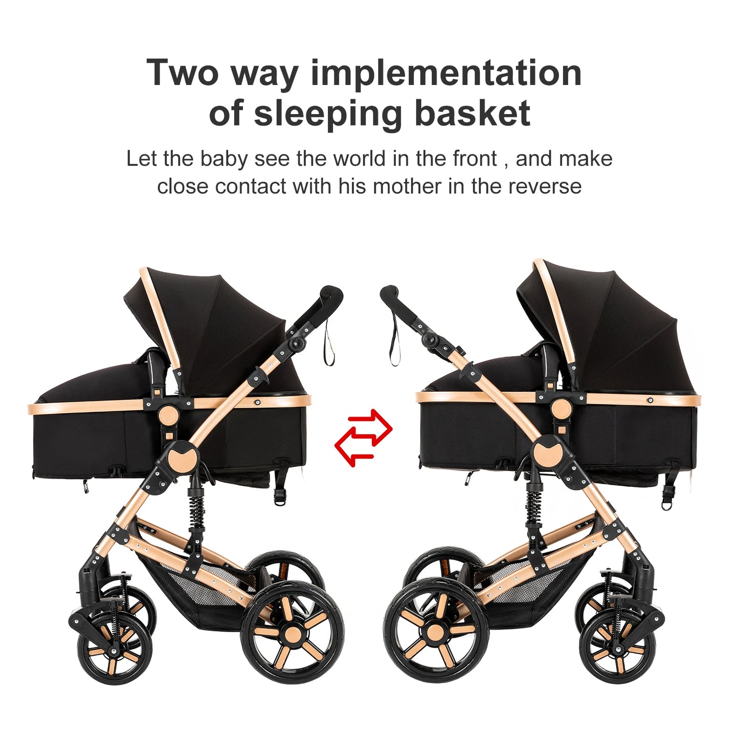 Portable Stroller 2 in 1 Two Way Push with Awning Stroller High View Pram Quick Fold Carriage Baby Travel Newborn Pushchair