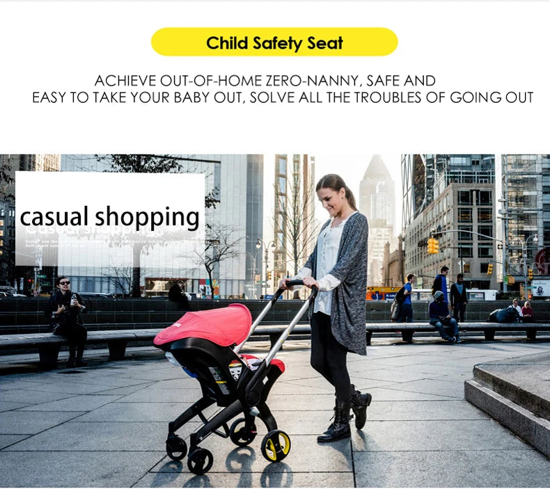 2-in-1 Baby Stroller Lightweight Foldable Carriage Newborn Travel System with Car Safety Seat Safe and Stable Buggy New Pram