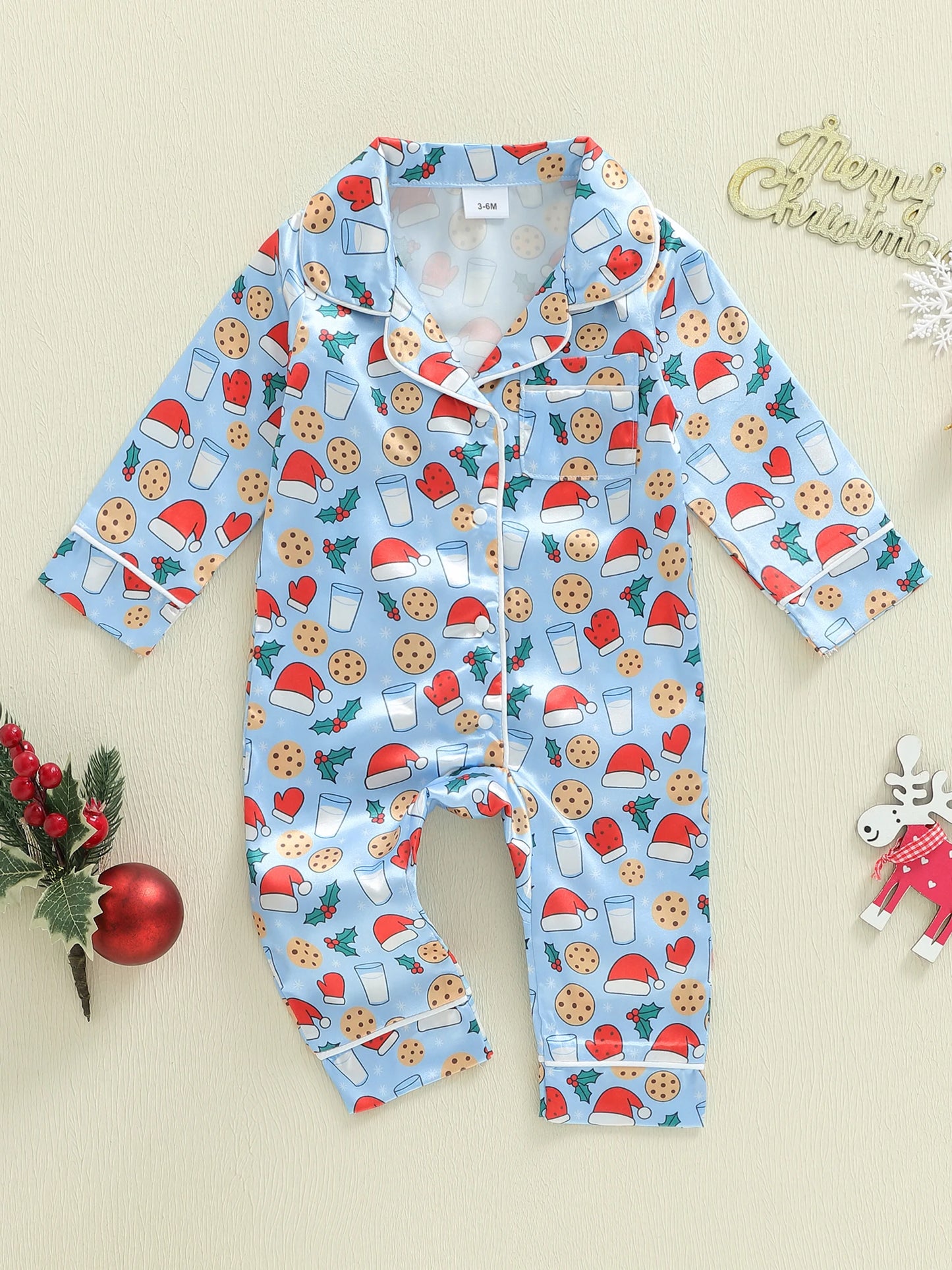 Cute Toddler Unisex Romper with Festive Santa Claus Print and Cozy Footless Design for Christmas Celebrations