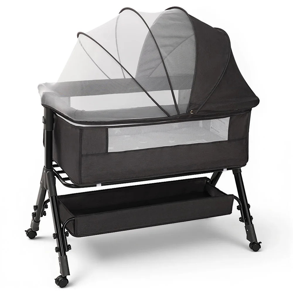 Baby Bassinet Bedside Sleeper, Portable Newborn Bassinet for Baby, Bedside Crib with 360° Visible Breathable Mesh Window