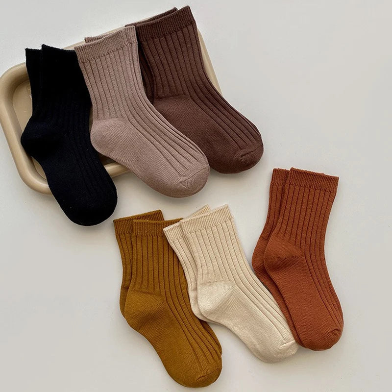 4 Pairs Cotton Kids Boys Girls Socks Children Baby Toddler Sport Socks School Students Spring Autumn Soft Fashion Mid Tube Socks