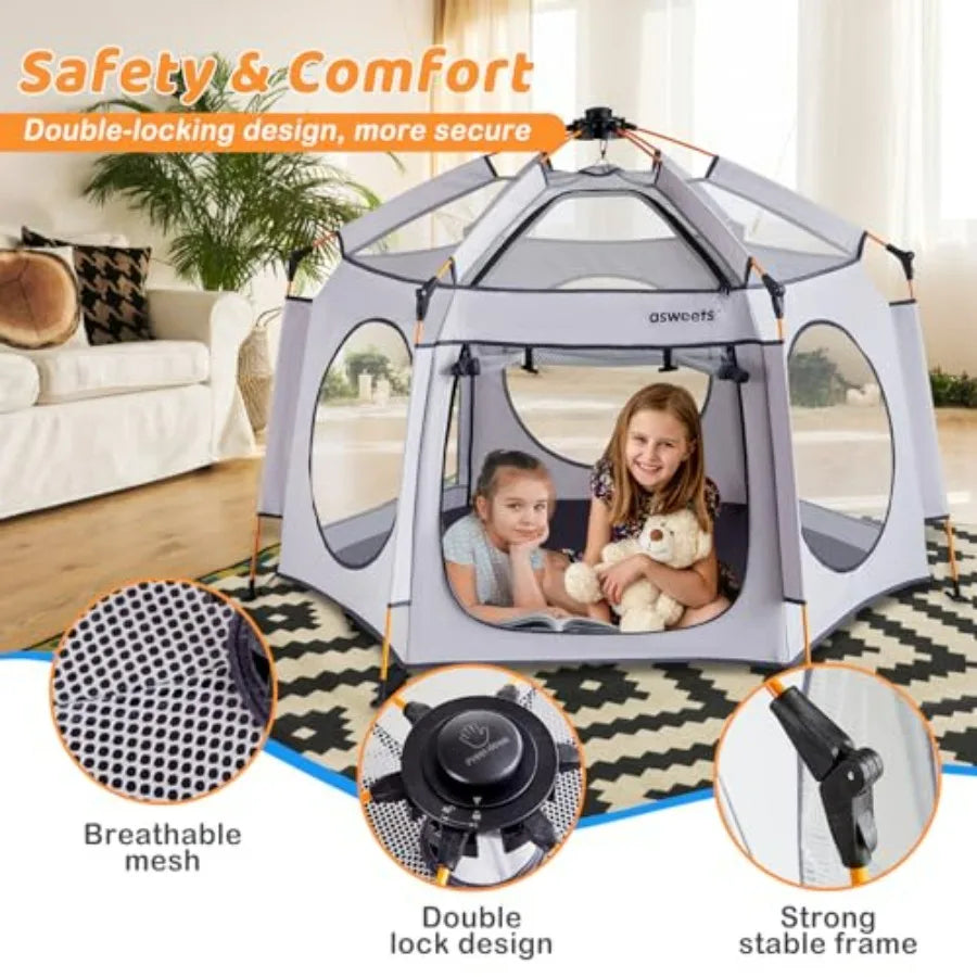 4 in 1 Pop Up Playpen Indoor Outdoor Portable Lightwght Baby Playpen with Travel Bag Baby Beach Tent and Play Toddler Play Yard