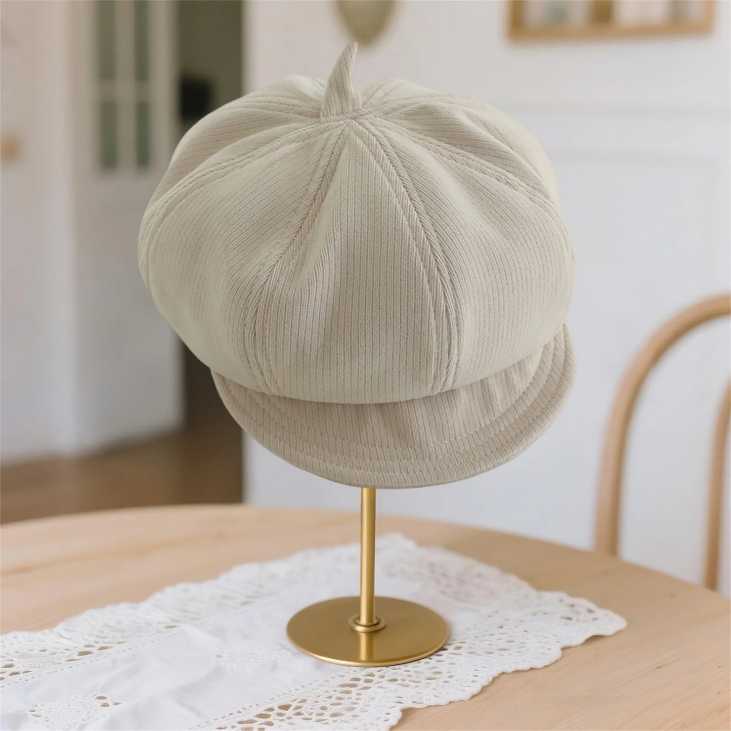 Children s Newsboy Hat Retro Style Solid Color Eight-Sided Painter Cap with Visor Beret for Boys and Girls