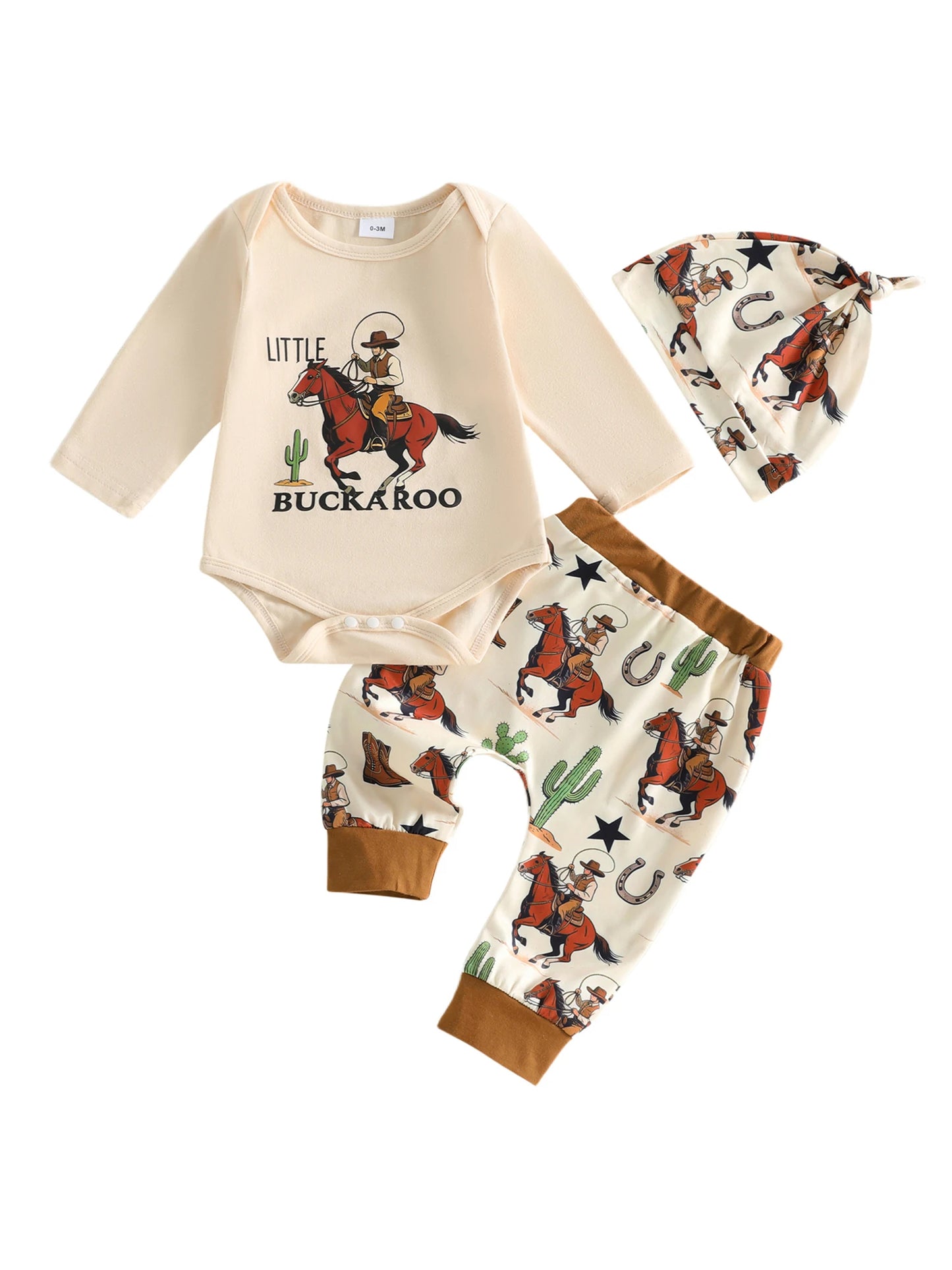 Toddler Boys 3-Piece Outfit Set Dinosaur Print Long Sleeve Shirt with Pants and Hat Baby Boy Clothing Set for Fall