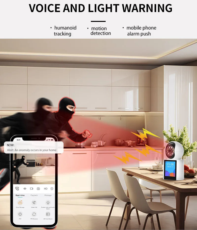 One-Key Call CCTV Camera Video Call Smart Wifi with 2.8 Inch IPS Screen 3MP Two-way Audio PTZ Surveillance Baby IP Camera Icsee