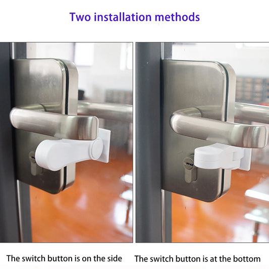Child Safe Door Lever Lock Universal Window Door Handle Lock 180 Degree Rotating Self Adhesive for Window Door Cabinet