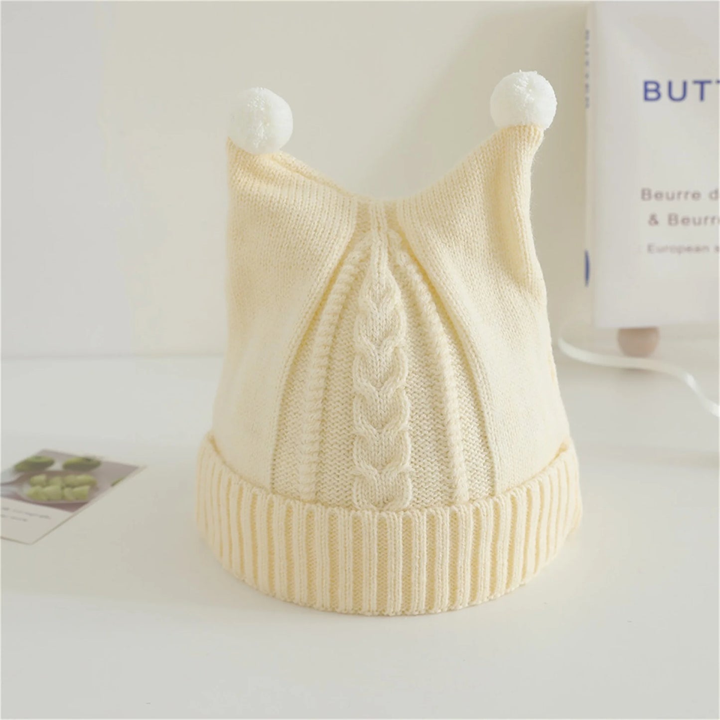 Children s Winter Knit Beanie with Adorable Animal Ears Cozy and Thick Warm Hat for Cold Weather Stylish Ear Protection Hat