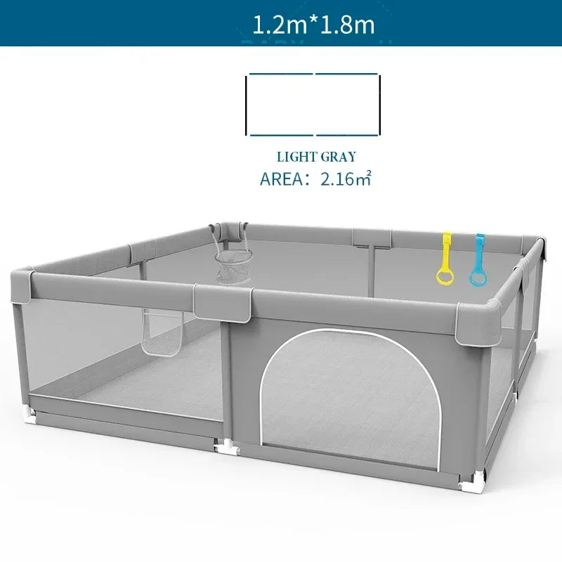 IMBABY Children's Playground Kid Playground Safety Fence Children's Basketball Court Baby Indoor Playground Light Grey Fence