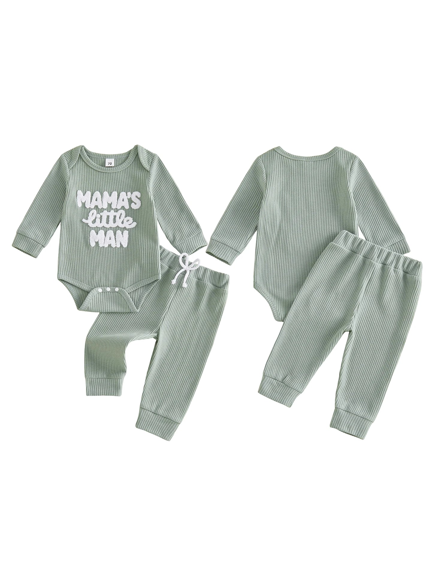 Cute Toddler Boys Autumn Ensemble Stylish Alphabet Stitched Long Sleeve Crew Neck Romper and Trousers Matching Set