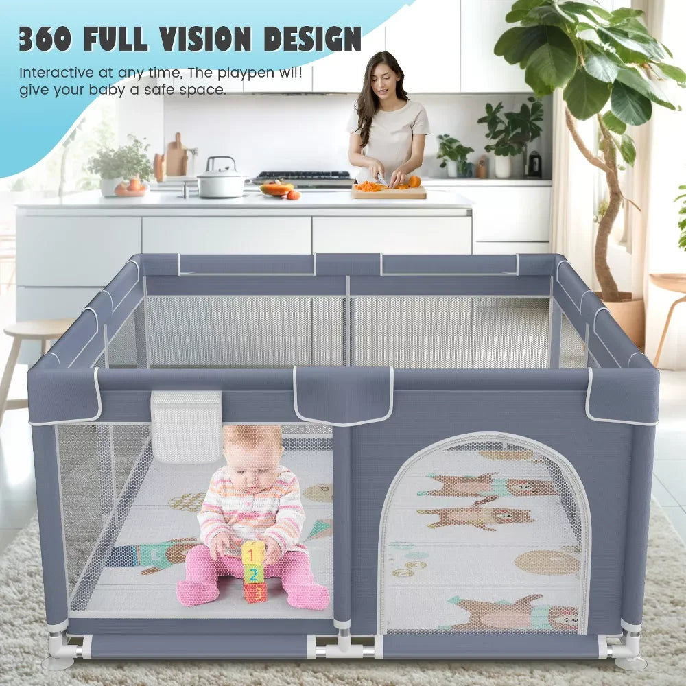 Baby Playground Playpen 360° Baby Safety Fence Portable Baby Playpen for Children Play Area Baby Playground For 0-6 Years