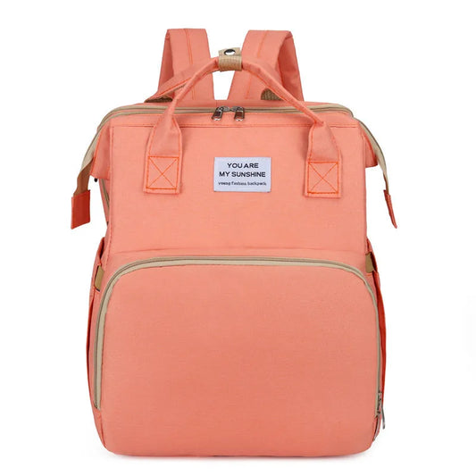 Foldable bed diaper bag with changing station insulated pocket and large capacity Multifunctional Double shoulder mommy bag