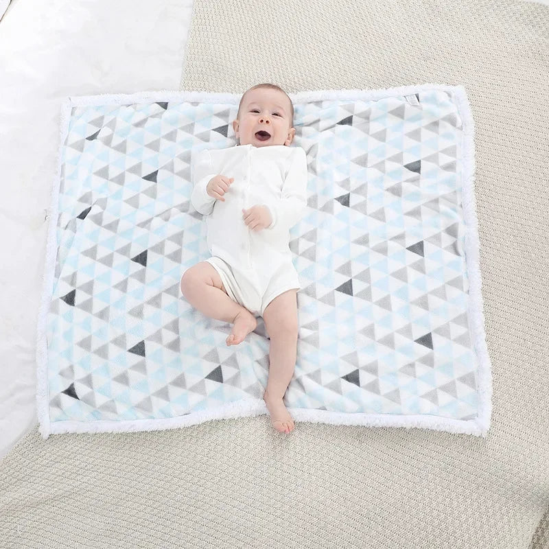 Newborn Warm Fleece Baby Blanket - Soft Washable Thick Thermal Swaddle Wrap for Infant Stroller & Bedding