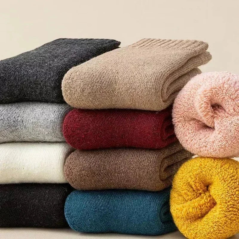 Winter 30% Wool Cashmere Warm Furry Kids Sock Chic Solid Color Calf Sock for Children Thicken Fleece Wool Autumn Warm Stockings