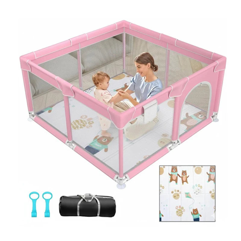 Baby Playground Playpen 360° Baby Safety Fence Portable Baby Playpen for Children Play Area Baby Playground For 0-6 Years