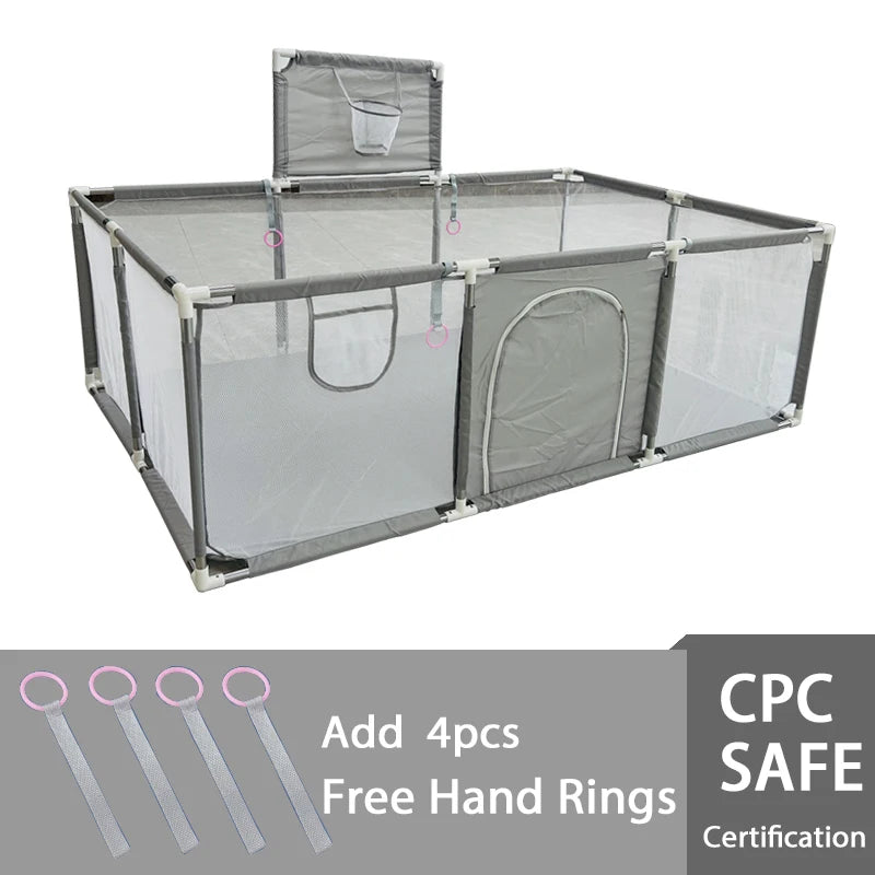 IMBABY New Playpen for Children Cartoon Baby Palypens Basketball Baby Playground Fence for Child Safety Barriers Baby Dry Pool
