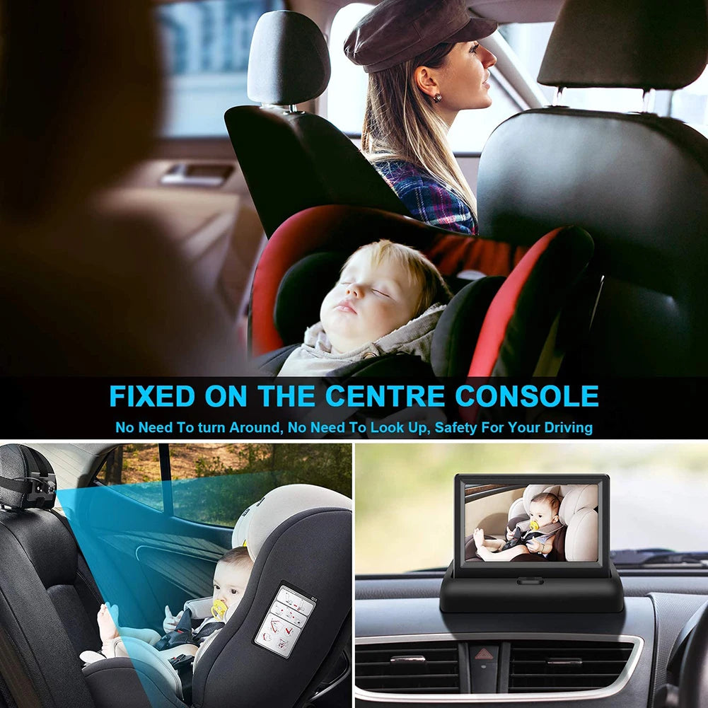 4.3 Inch HD Safety Car Seat Mirror Camera Folding Screen 8LED IR Night Vision Back Seat Baby Car Camera Headrest Monitor Display