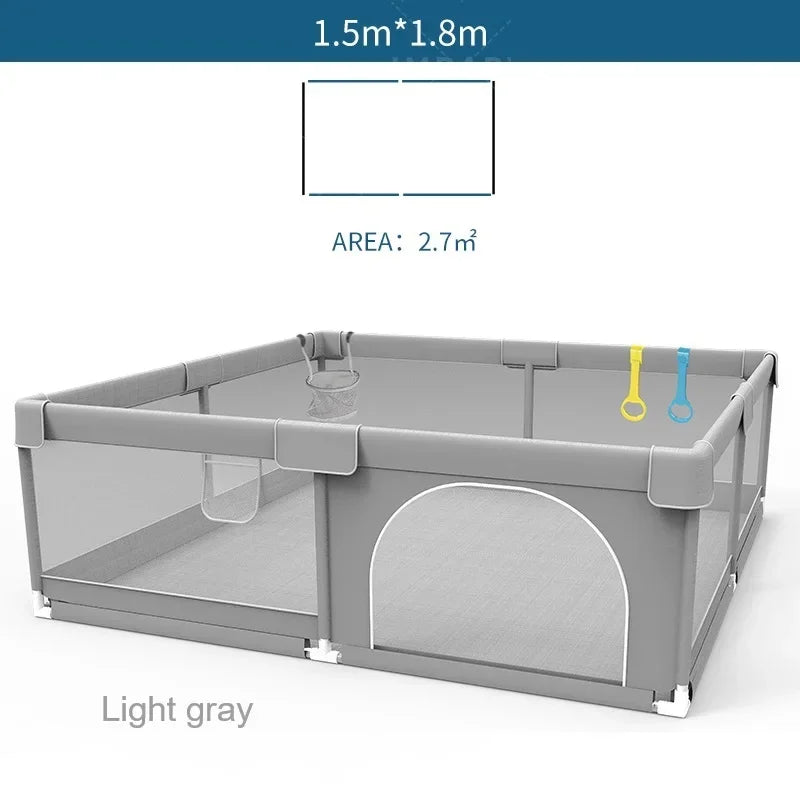 IMBABY Children's Playground Kid Playground Safety Fence Children's Basketball Court Baby Indoor Playground Light Grey Fence
