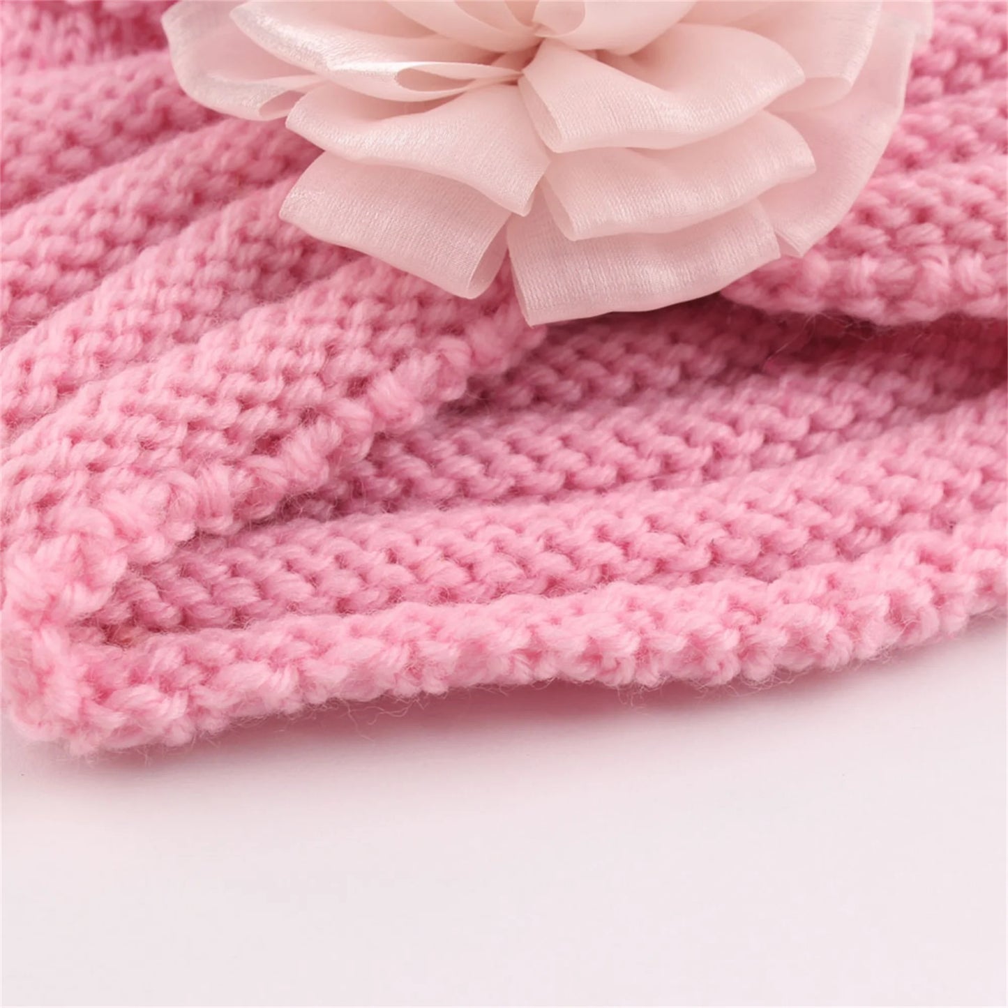 Adorable Baby Girl Knitted Hat and Socks Set with Delicate Floral Embroidery - Cozy Infant Winter Beanies and Booties
