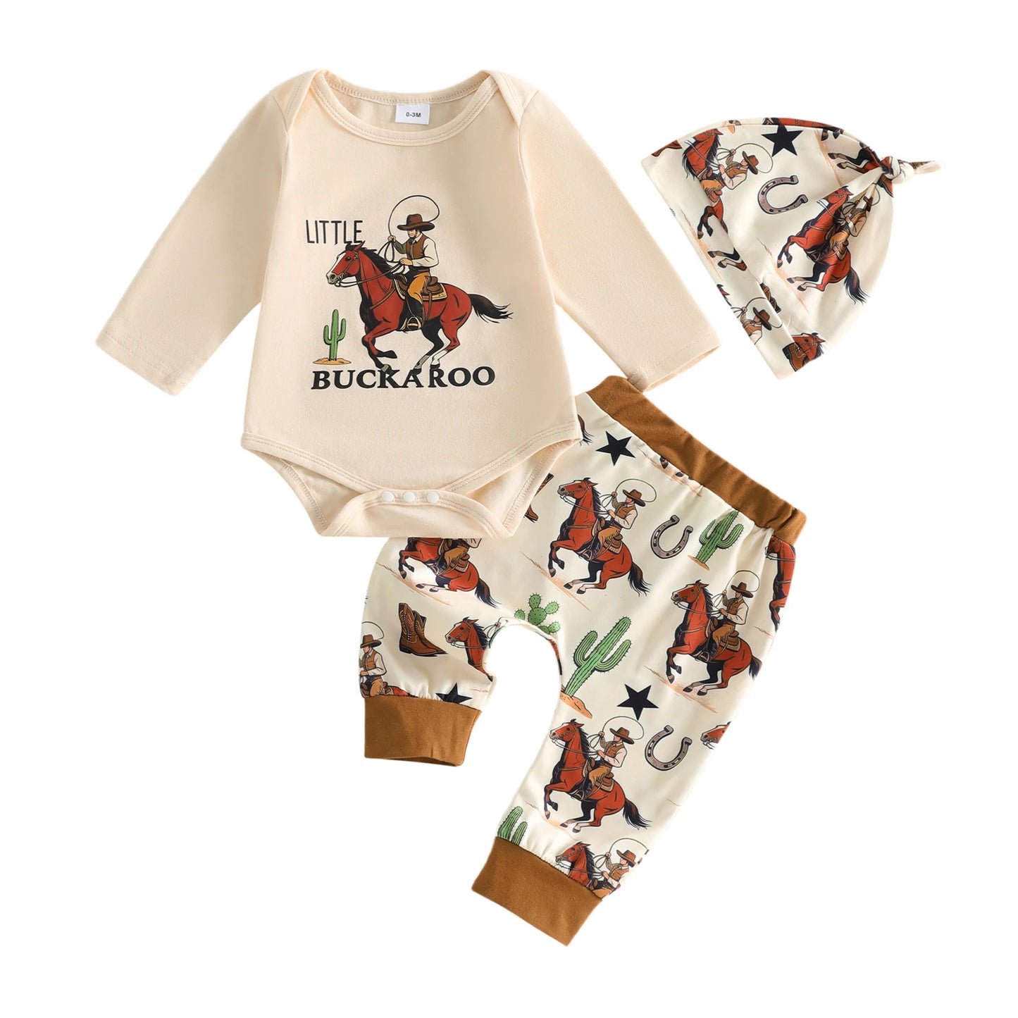 Toddler Boys 3-Piece Outfit Set Dinosaur Print Long Sleeve Shirt with Pants and Hat Baby Boy Clothing Set for Fall
