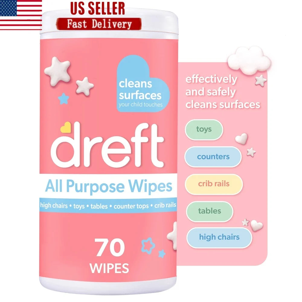 All Purpose Cleaning Wipes Baby Safe Surface Cleaning 70 Count Gentle Plant Based Unscented Multipurpose Wipes Home Nursery