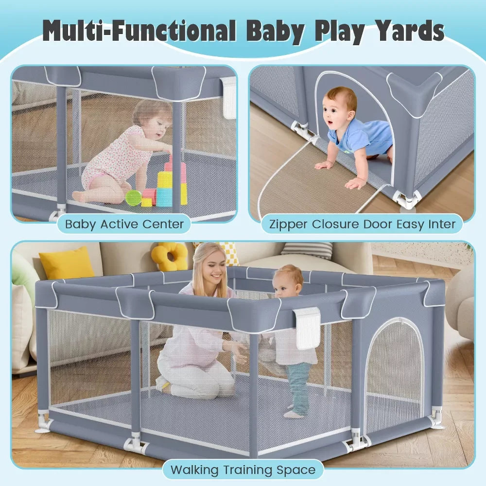 Baby Playground Playpen 360° Baby Safety Fence Portable Baby Playpen for Children Play Area Baby Playground For 0-6 Years