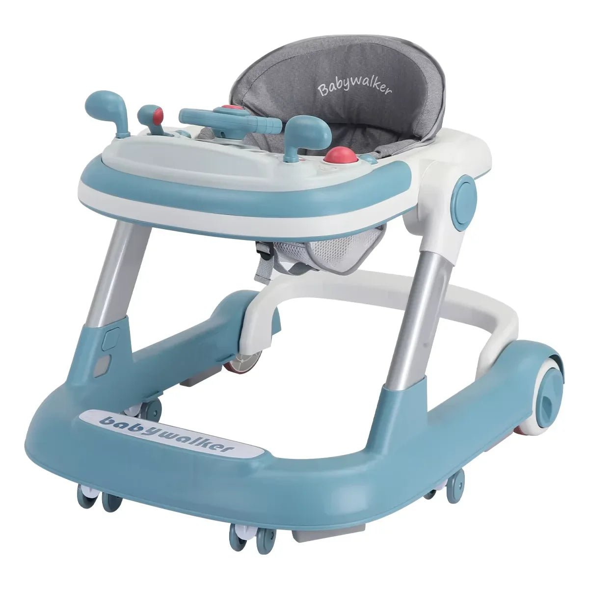 2 in 1 Baby Walker, Toddler Baby Push Walker with Removable Feeding Tray and Music Tray(Without Battery), Activity Walker