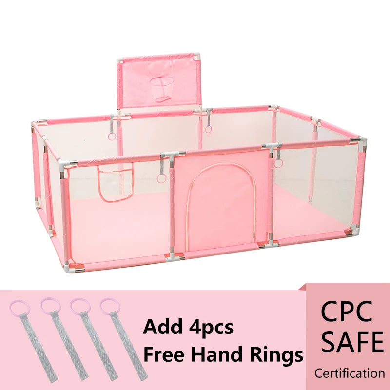 IMBABY New Playpen for Children Cartoon Baby Palypens Basketball Baby Playground Fence for Child Safety Barriers Baby Dry Pool