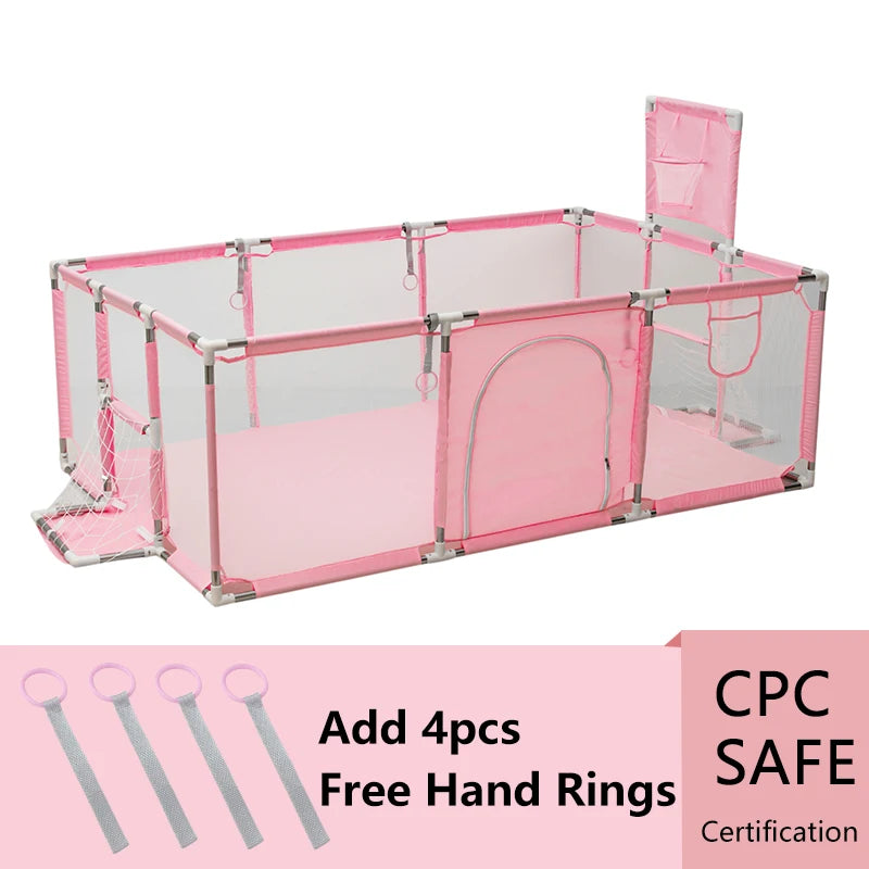 IMBABY New Playpen for Children Cartoon Baby Palypens Basketball Baby Playground Fence for Child Safety Barriers Baby Dry Pool