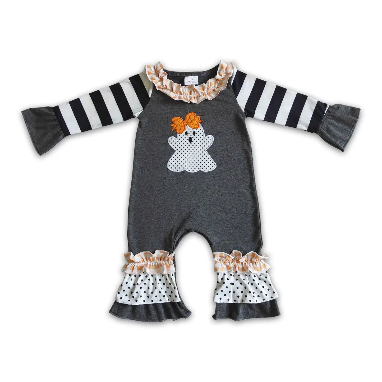 Baby girls Halloween ghost black rompers