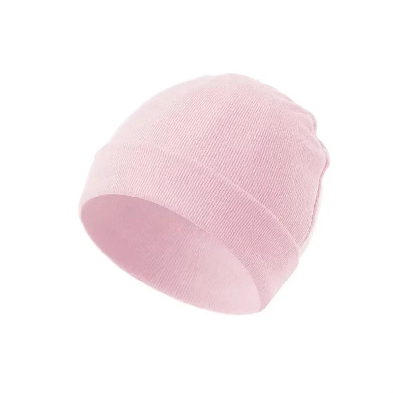 Unisex 0-3 Months Newborn Boy Girl Hats 100% Cotton Soft Bonnet Caps Solid Color Kids Beanie Felt Cap Baby Accessories