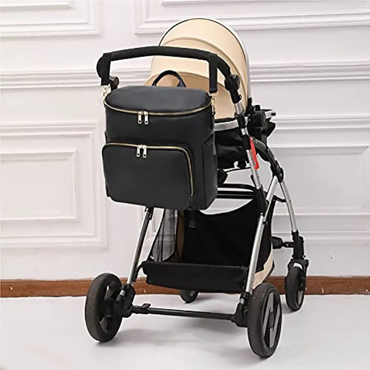 Large Capacity Diaper Bag Leather Backpack, Multifunction Travel Stroller Organizer for Mom Dad, Diaper Bag Dupe