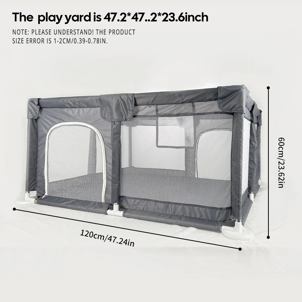 48"x48" Baby Playpen - Large Open-Floor Activity Center with Learning Fence | Indoor/Outdoor Play Yard with Breathable Mesh | Gray, Pink,Blue