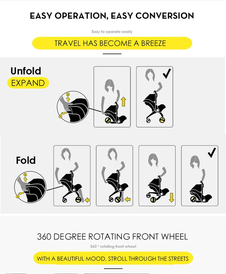 Baby Stroller For Newborns Baby Cars Baby Accessories Multi-Functional Stroller Travel Stroller Light Baby Stroller Baby Pram
