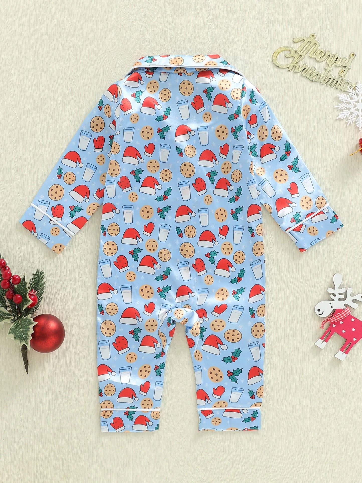 Cute Toddler Unisex Romper with Festive Santa Claus Print and Cozy Footless Design for Christmas Celebrations
