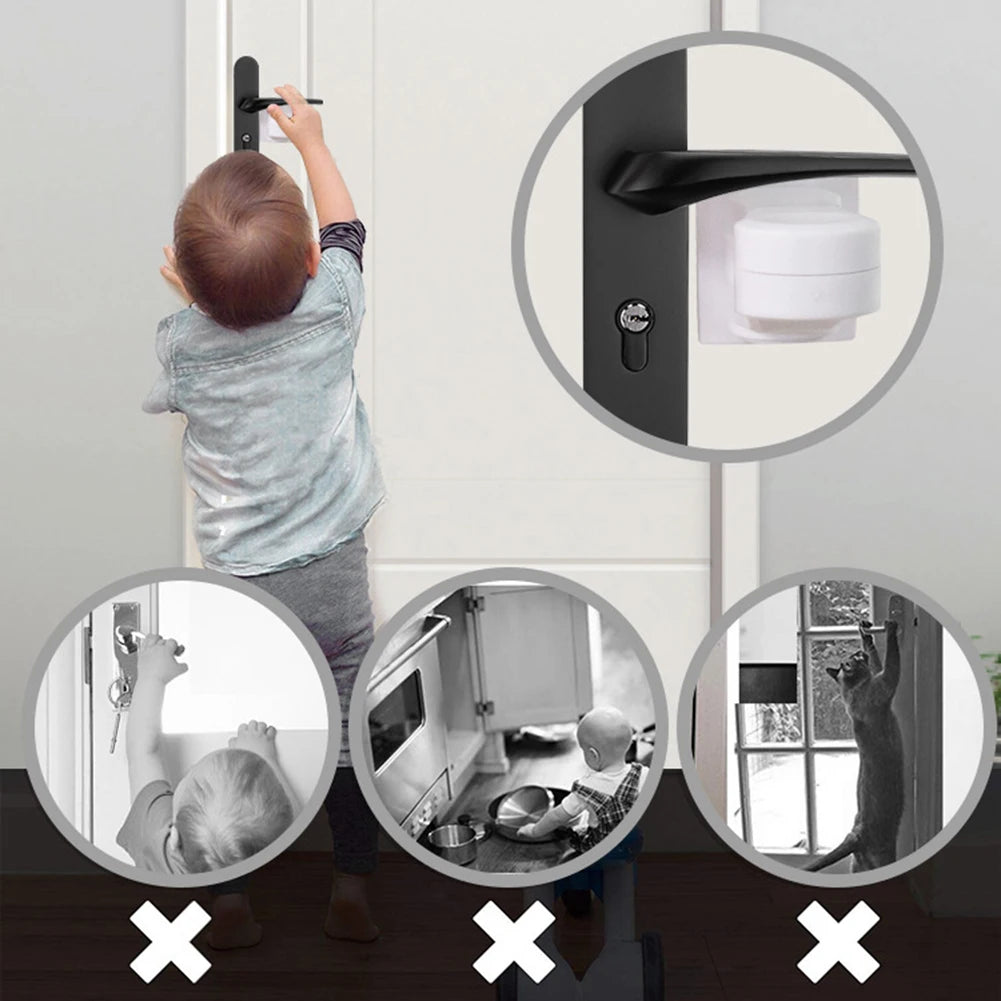 Child Safe Door Lever Lock Universal Window Door Handle Lock 180 Degree Rotating Self Adhesive for Window Door Cabinet